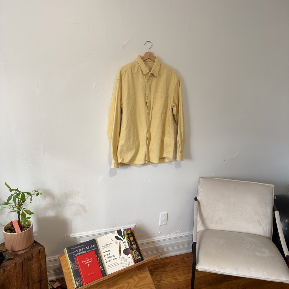 Men's H&M Yellow Corduroy Button-Up Shirt